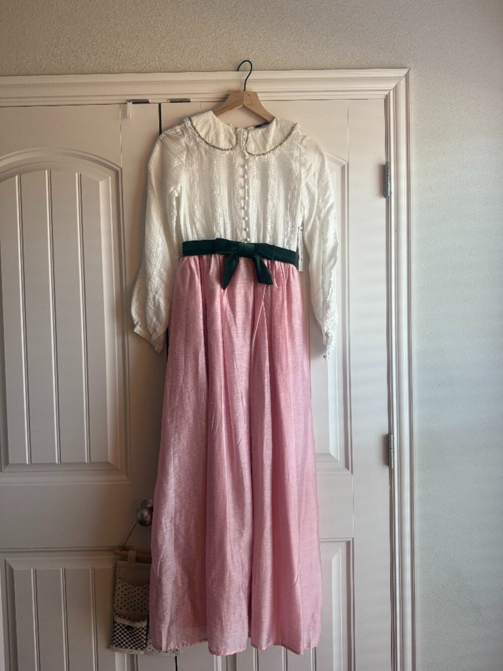 Sister Jane Anna Bow Midi Dress – Ivory & Cotton Candy Pink | XS